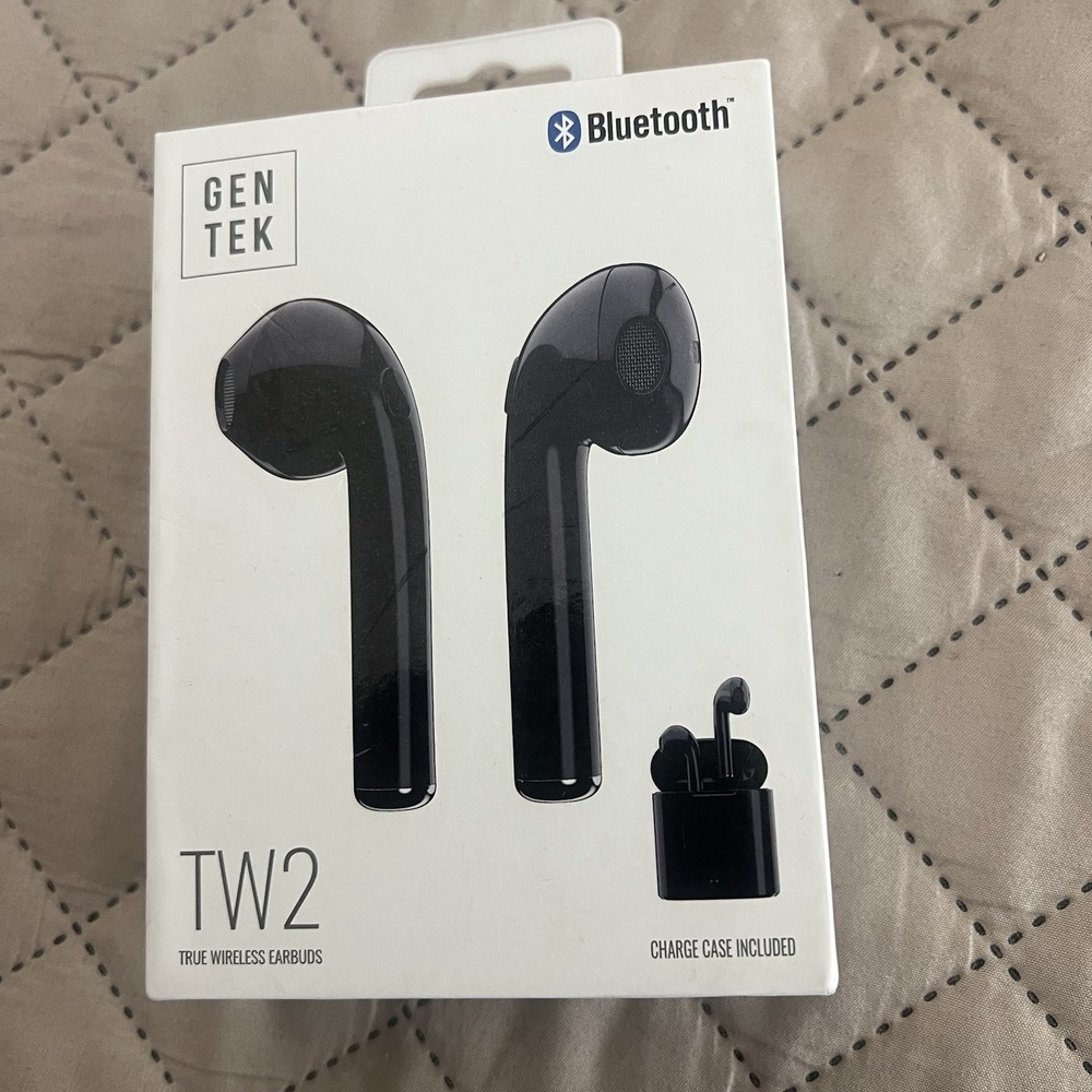 GenTek TW2 True Wireless Earbuds w/ Case Black Untested No Cable